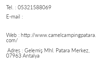 Camel Camping Patara iletiim bilgileri